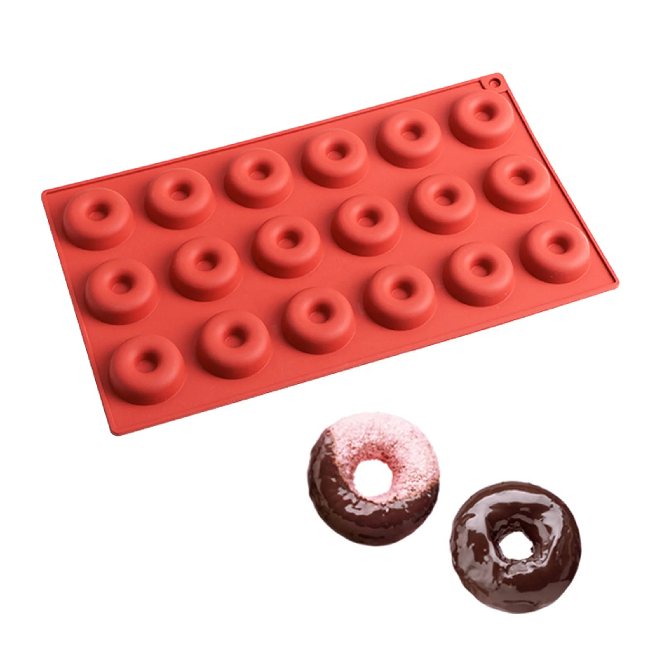 

Amazon Hot Selling 18 Round Holes Cake Mold Mini Donut Silicone Mold 3D Soap Mould Diy Bake Cake Stand Series, Pink