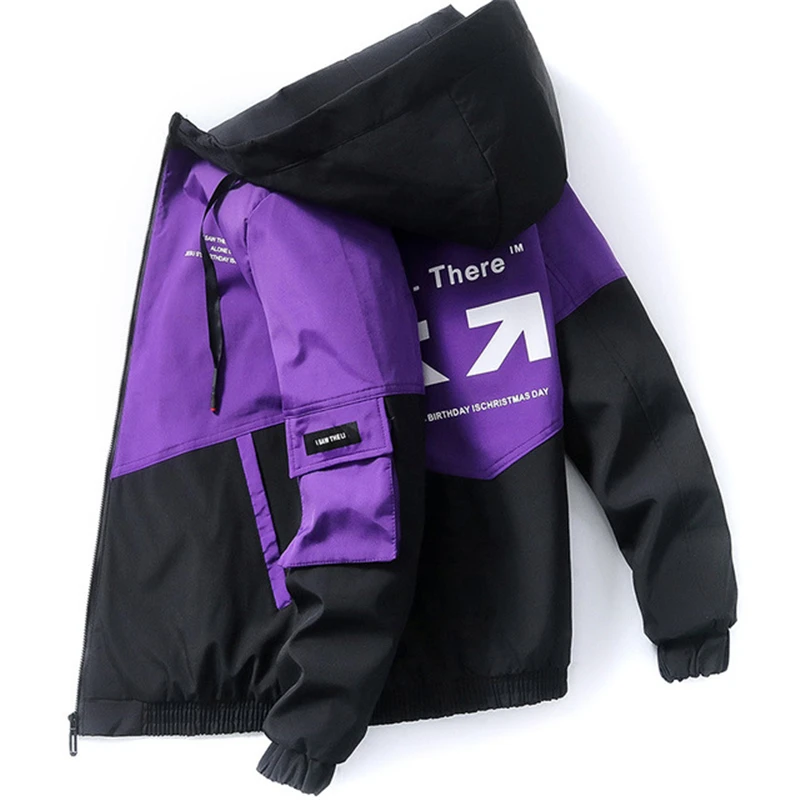 

2021 Custom Spring And Autumn Clothes Men Jacket Size L-4Xl Outwear Hooded Coat Slim Parka Zipper Men'S Fashion Printed Jacket