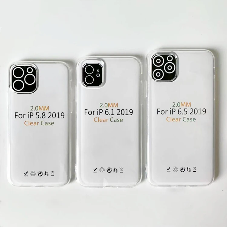 Fashion luxury design cheap price 2mm phone accessories soft tpu high clear transparent phone case for iphone 11 pro cover