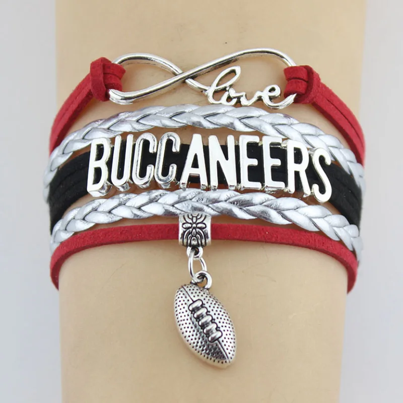 

Tampa Bay Buccaneers Football leather bracelet ,infinity bracelet NFL bracelet