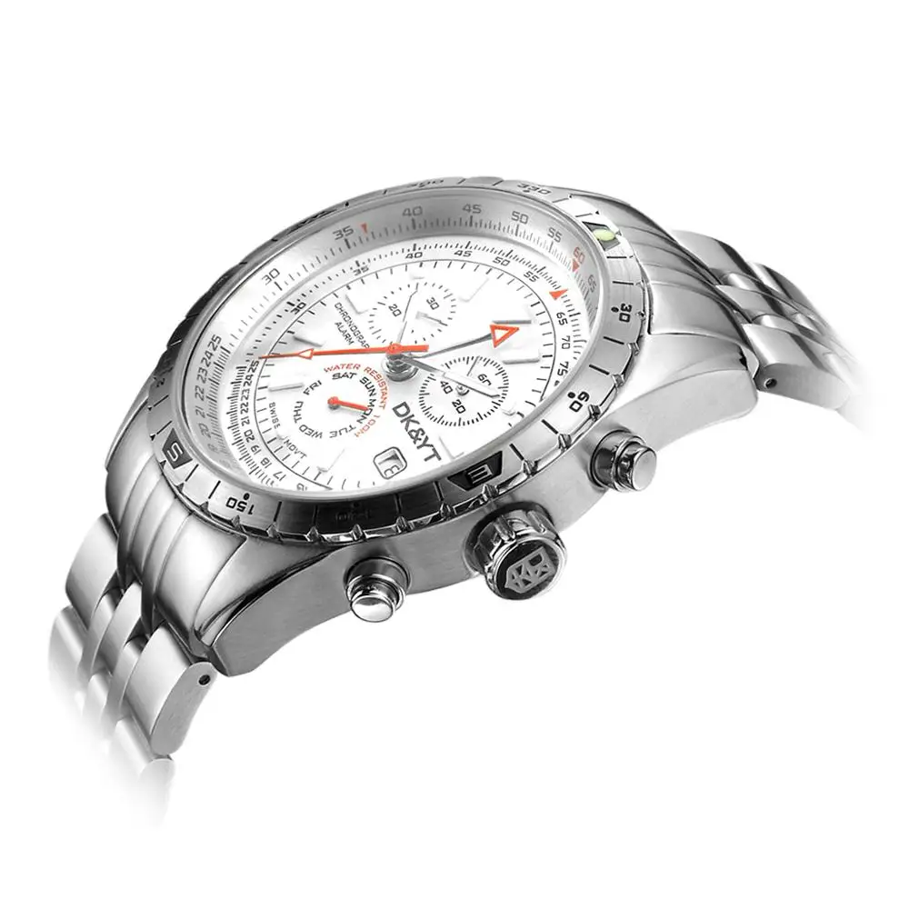 

DK&YT Stainless Steel New Launch Pilot Chronograph Man Quartz Watch Classic