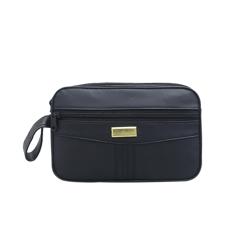 

New Fashion Leisure Men's Holding PU Leather Multi-layer Mobile Phone Black Pocket Purse Handbag