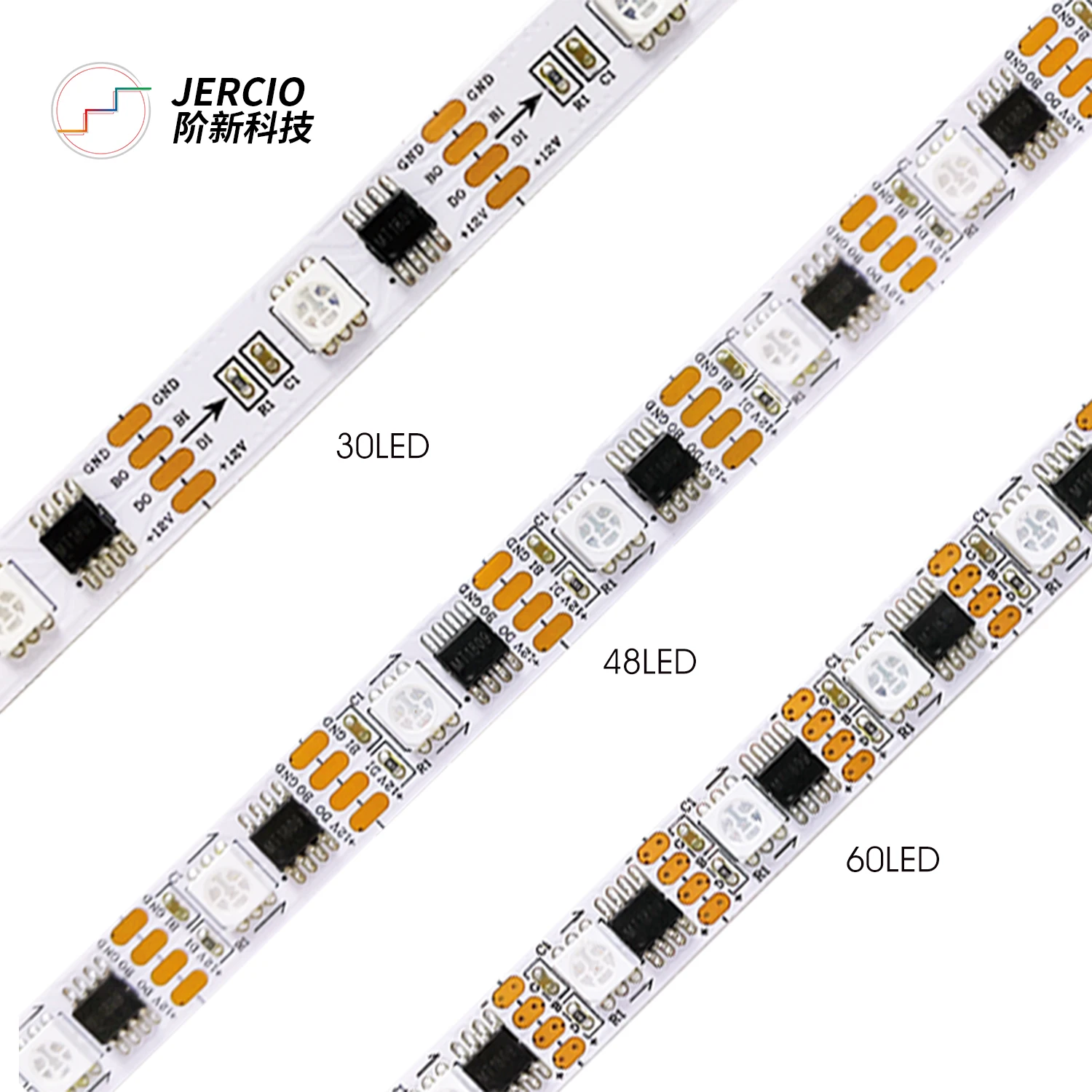 Jercio XT1901S break point continuous transmission external IC DC12V RGB led light strip for decorative lighting