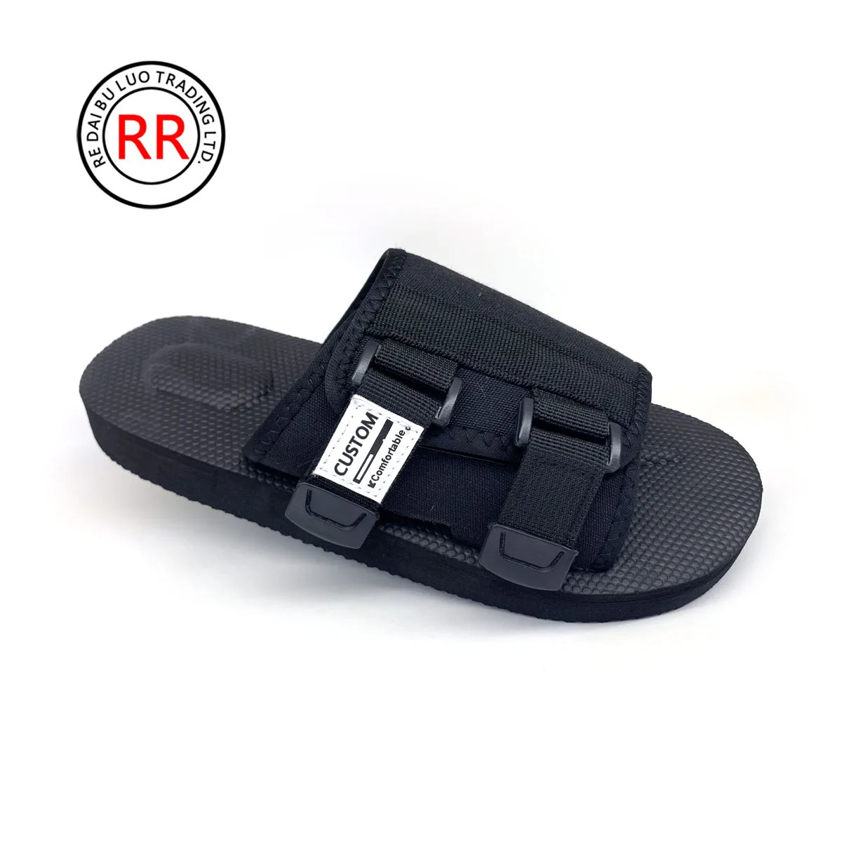 

HIGH QUALITY costumised custom made open toe buckle sandal men black stylish men mold sandal thick sole, Customized any colour