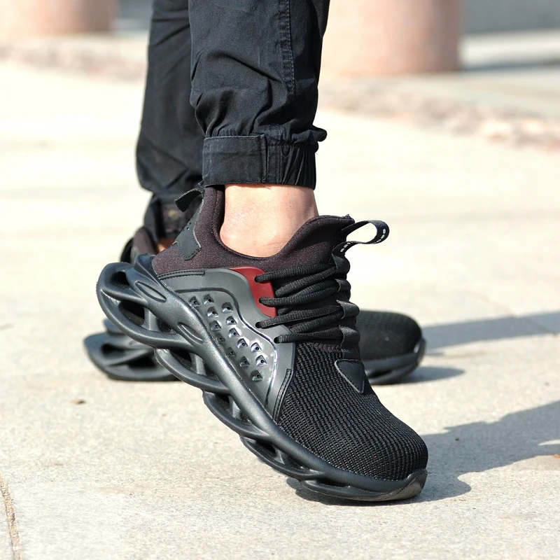 

Hot Selling Industrial Breathable Men Work Boot Casual Trainers Steel Toe Lightweight Safety Shoes, Black, grey, green