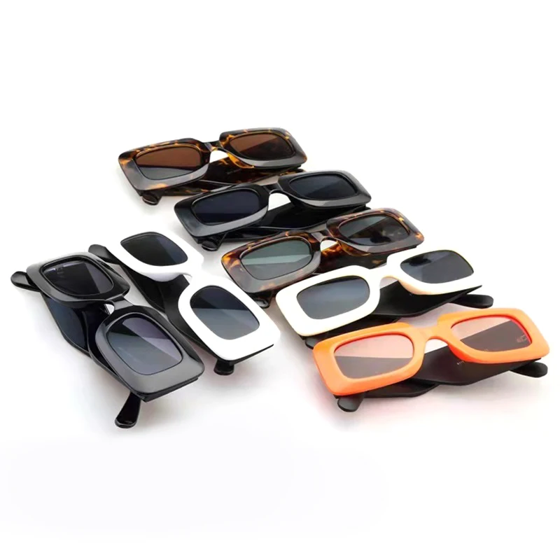 

9111 Fashion Rectangle Black Frame Plastic Sun Glasses Sunglasses, As picture or custom colors