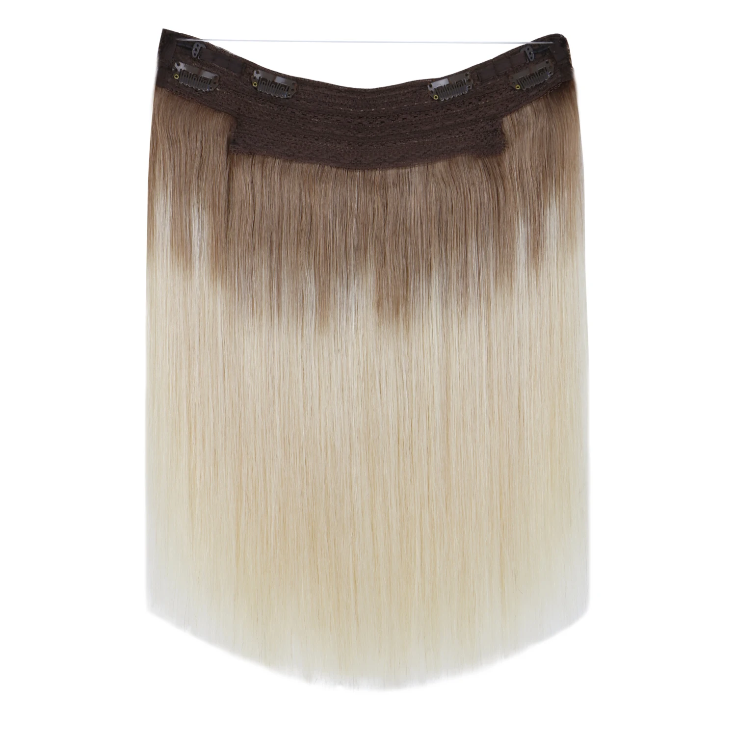 

100% Real Natural Human Hair Thick Straight Invisible Secret Wire Hair Extension With Clip 18 Inch