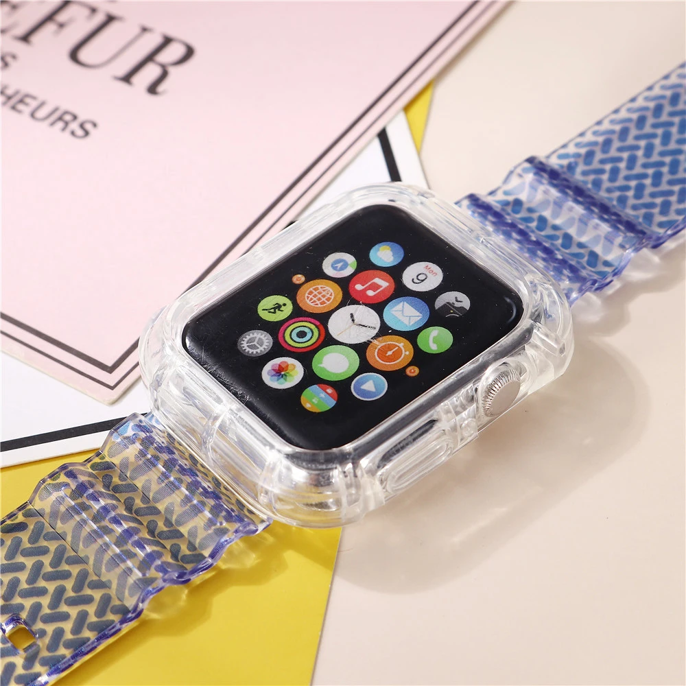 

Fashion girl's glacier woven pattern watch strap for Apple, Multi color