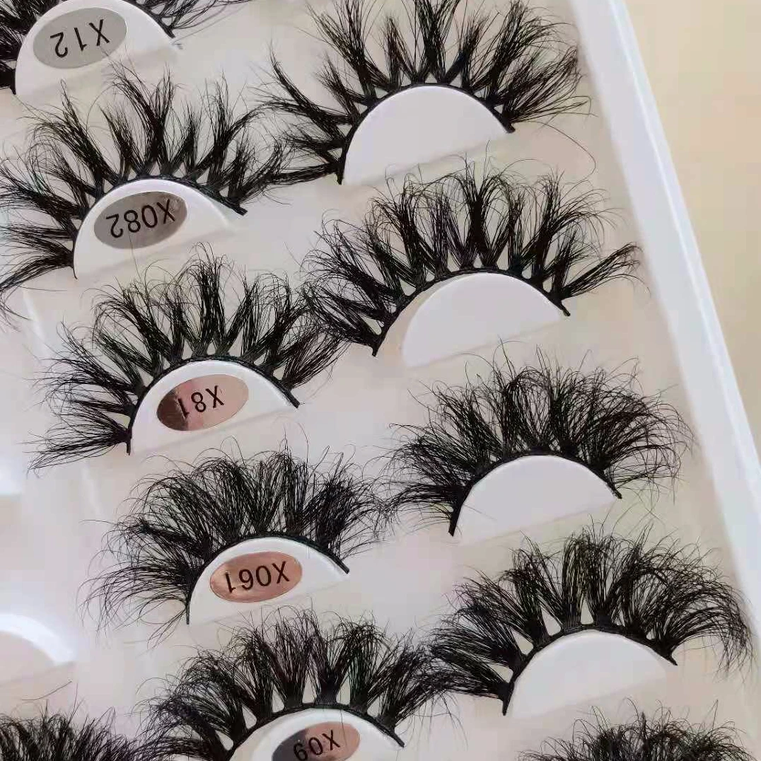 

New Hot Sale Super Long 5D 25Mm Lashes Cruelty Free 100% Real 3D Mink Eyelashes Private Label Custom Lash Boxes eyelashes