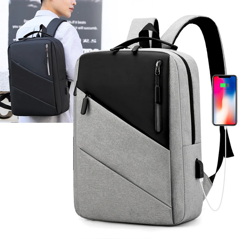 

custom logo large capacity Men Business Computer bag Reflective usb laptop backpack College student backpack for girl boy