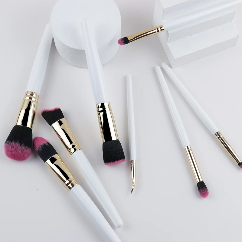 

8pcs wholesale white handle high quality 2021 new arrival makeup brush set vendor, As the picture
