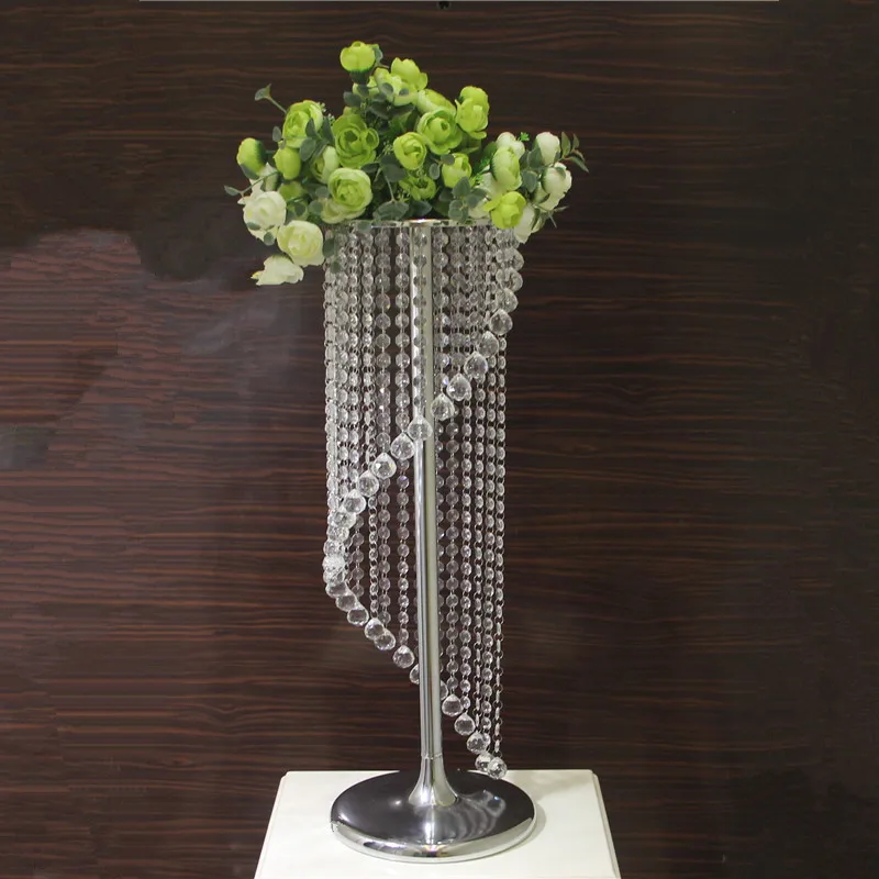 New Flower Stand Wedding Centerpiece Square Rectangular Metal Crystal