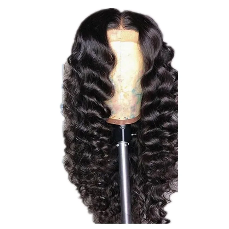 

Melanoderm Middle Parting Small Curly Wig Texture Curl Long Curly Hair Small Wave Chemical Fiber Set, Black