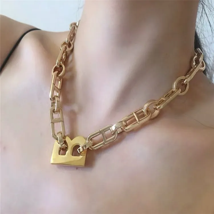 

Zooying Large Thick Chains Hip Hop Chunky Choker Necklaces Alphabet B Pendant Gold Plated Charm Necklaces Link Chain Cube Agate