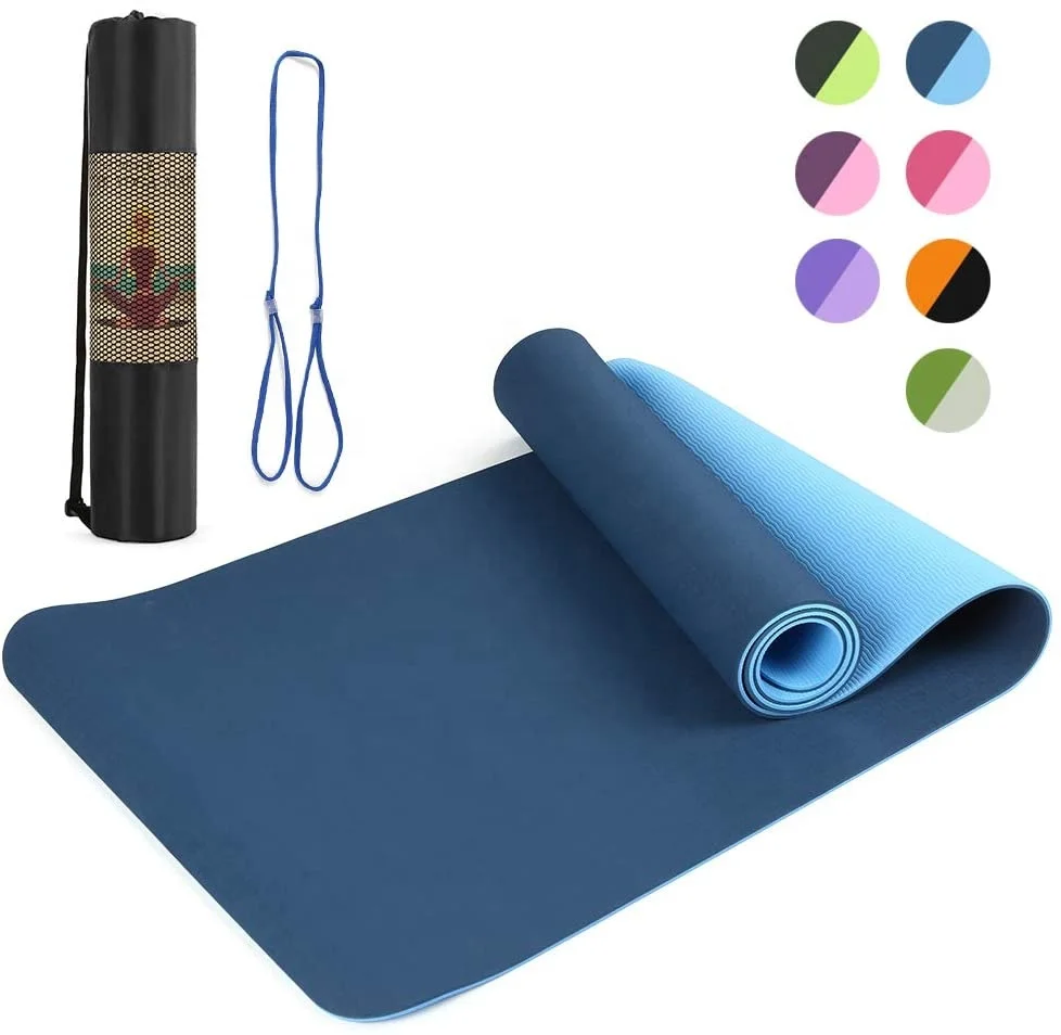 

2022 Factory Custom Printed LOGO Eco Friendly Natural Rubber Non Anti Slip Non-Slip Non Toxic Double Layer TPE Yoga Mat Price, Purple,blue, black/custom