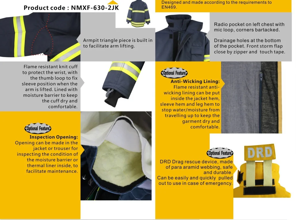 EN 469 Certified  Navy Blue Fire Fighter Suit