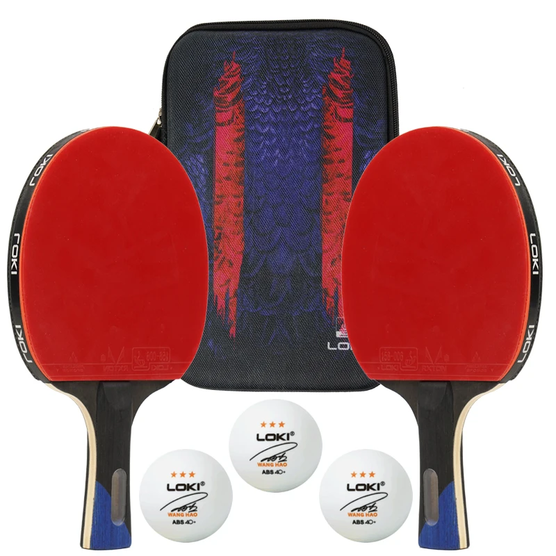 

Loki carbon tube technology ping pong racket ayous core table tennis bats with 2 rackets and 3 balls