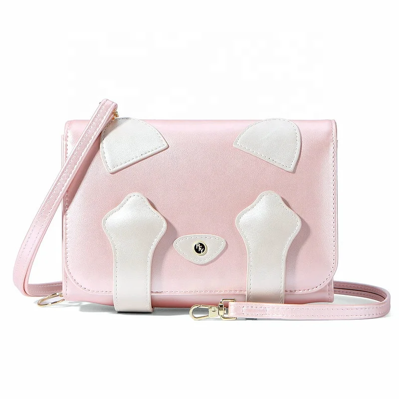 

Cute pink cat clutch waterproof square shoulder purse pearlescent women sling bag