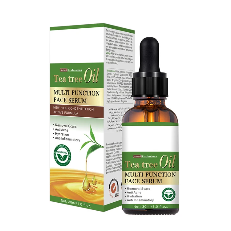 

Pure Natural Organic Argan Jojoba Castor Oil Essence Acne Treatment Scar Removal Face Care Organic Tea Tree Serum