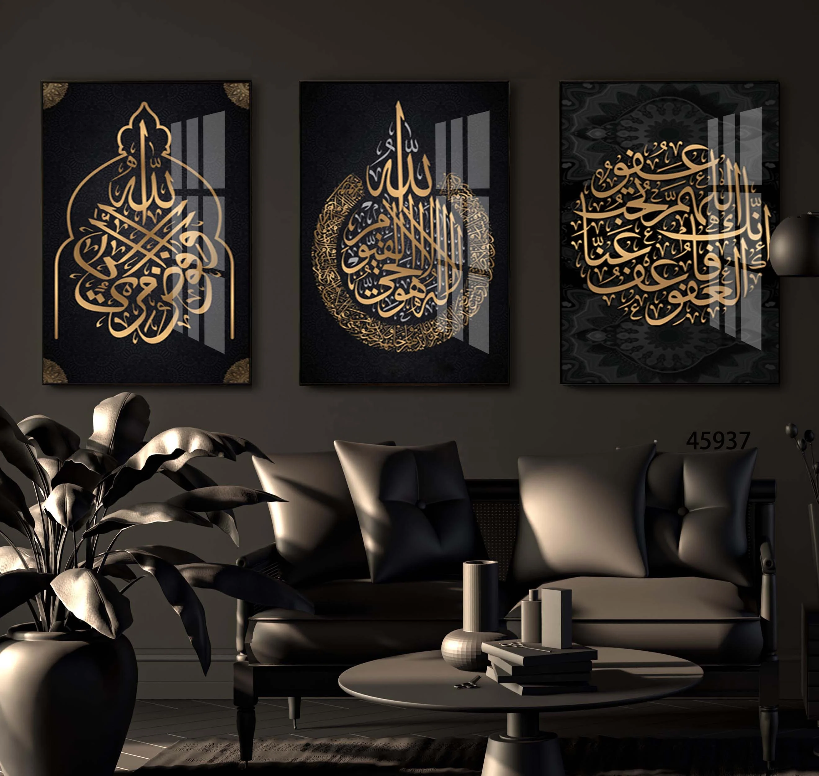 

Islamic Art Arabic Calligraphy Wall Art Islamic Crystal Porcelain Painting print 3 panel islamic wall decor