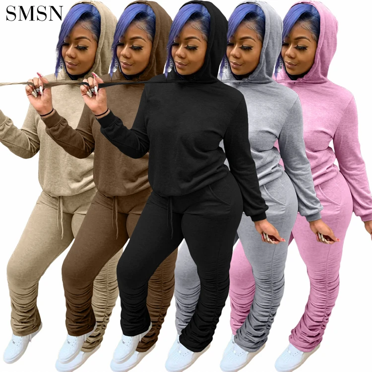 

Best Seller Long Sleeve Pure Color Thicken Women Two Piece Sweatpants And Hoodie Set High Quality Two Piece Set Women Clothing