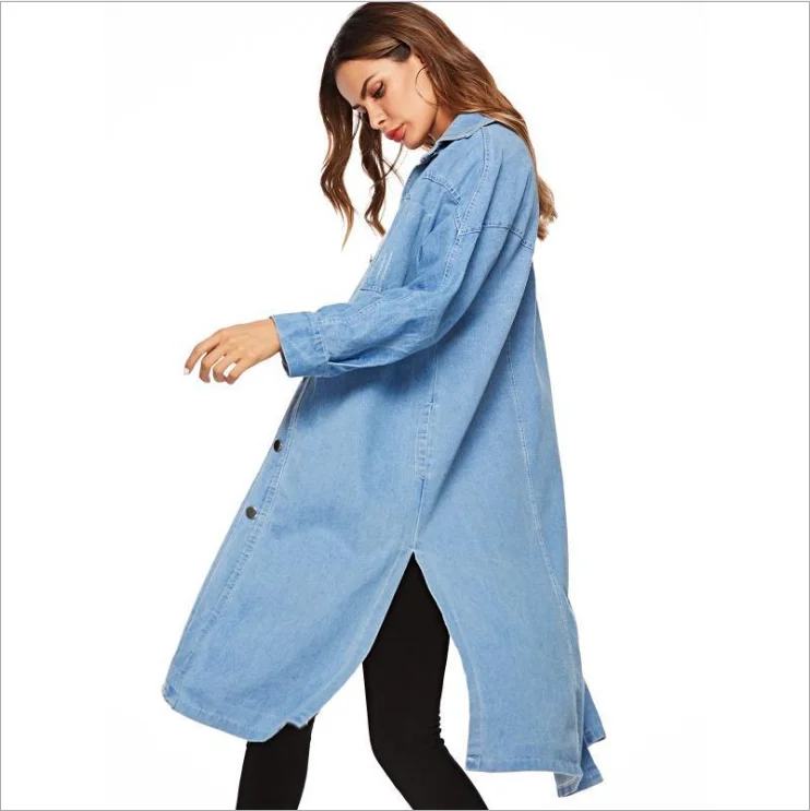 

2020 Long Oversize Casual Side Split Denim Jacket Women, 2 colors