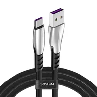 

SOSLPAI new arrived usb type c fast charging cable 3.0 nylon fabric weave fast charger 5a usb charging cable