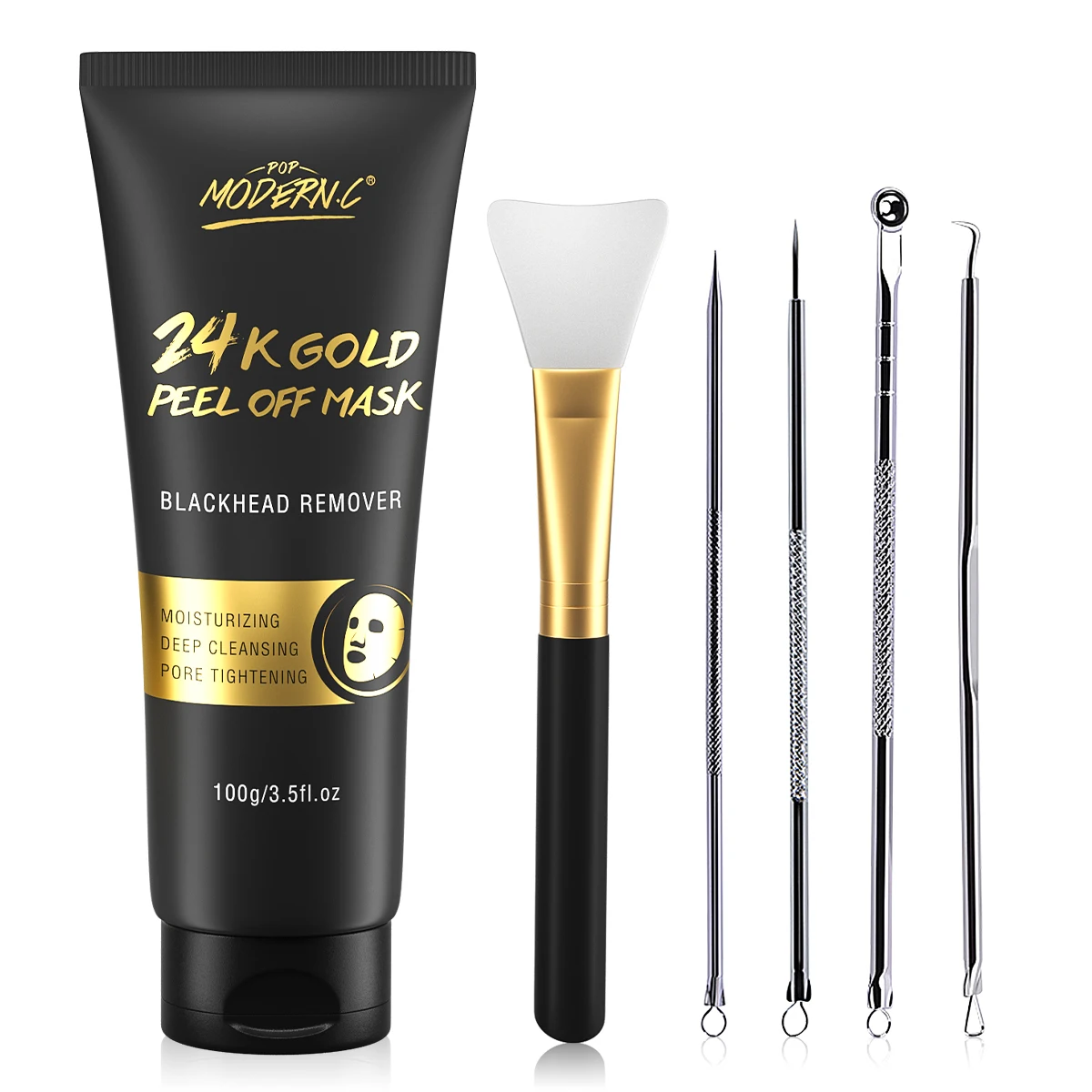 

24K Gold Peel Off Gold Facial Anti-Aging Deep Cleansing With Blackhead Remover Extractor Tools