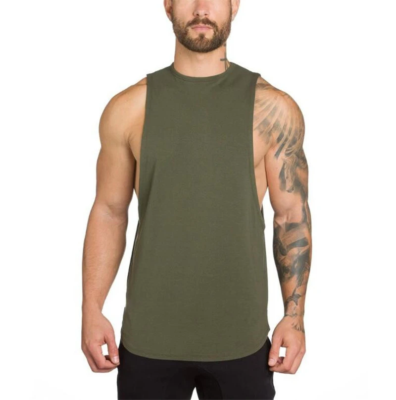 High quality Men Gym Muscle Sleeveless Shirt Male Vest Tank Tops Bodybuilding Clothing With Custom Logo