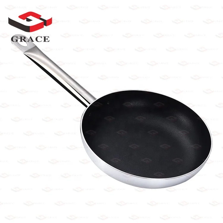 

Gas &Induction Cooker Use 22CM Aluminum Alloy Skillet Frying Pan For Commercial Kitchen, Black