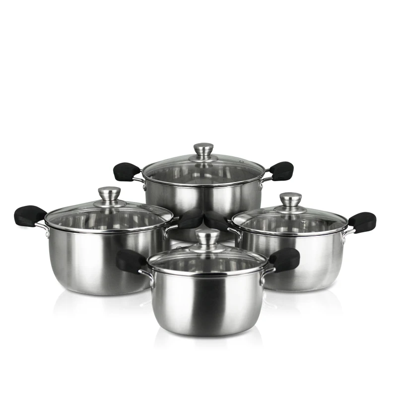 Wholesale Restaurant Korean Stainless Steel 8piece Commercial Soup Pots With Glass Lids Buy