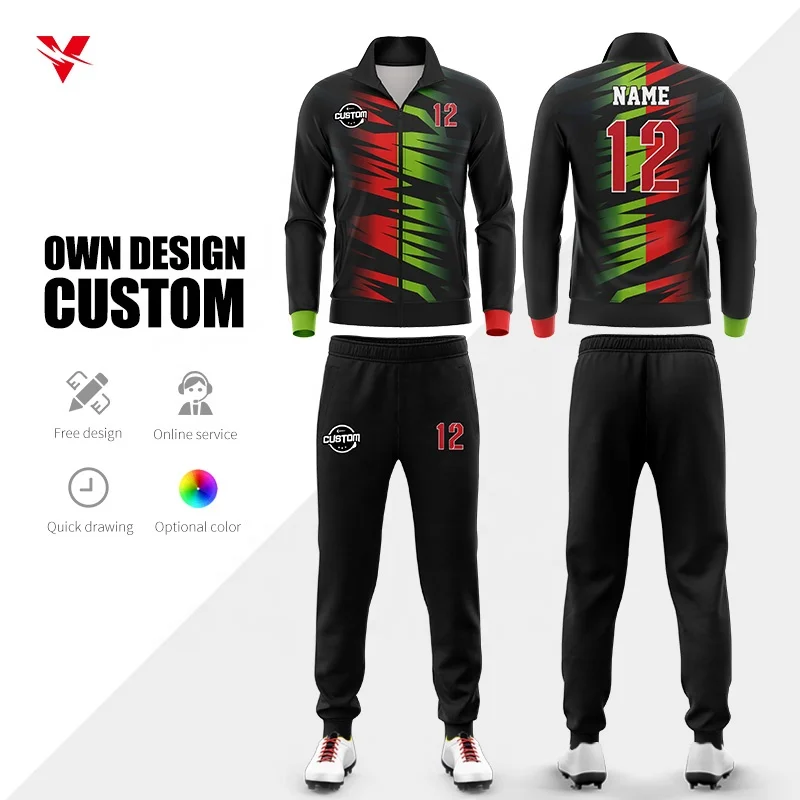 

Custom Sublimation Men Football Tracksuits Sports Unbranded Designer Tracksuits Vendors Nylon Jackets Short Tracksuit Pants