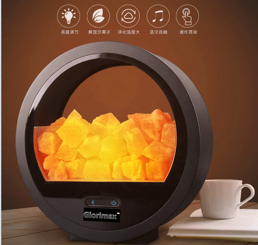 

New Arrival Himalaya Salt stone lamp with Bluettooth Speaker Wifi Dimmer Switch bedroon Lamp air purify, Colorful