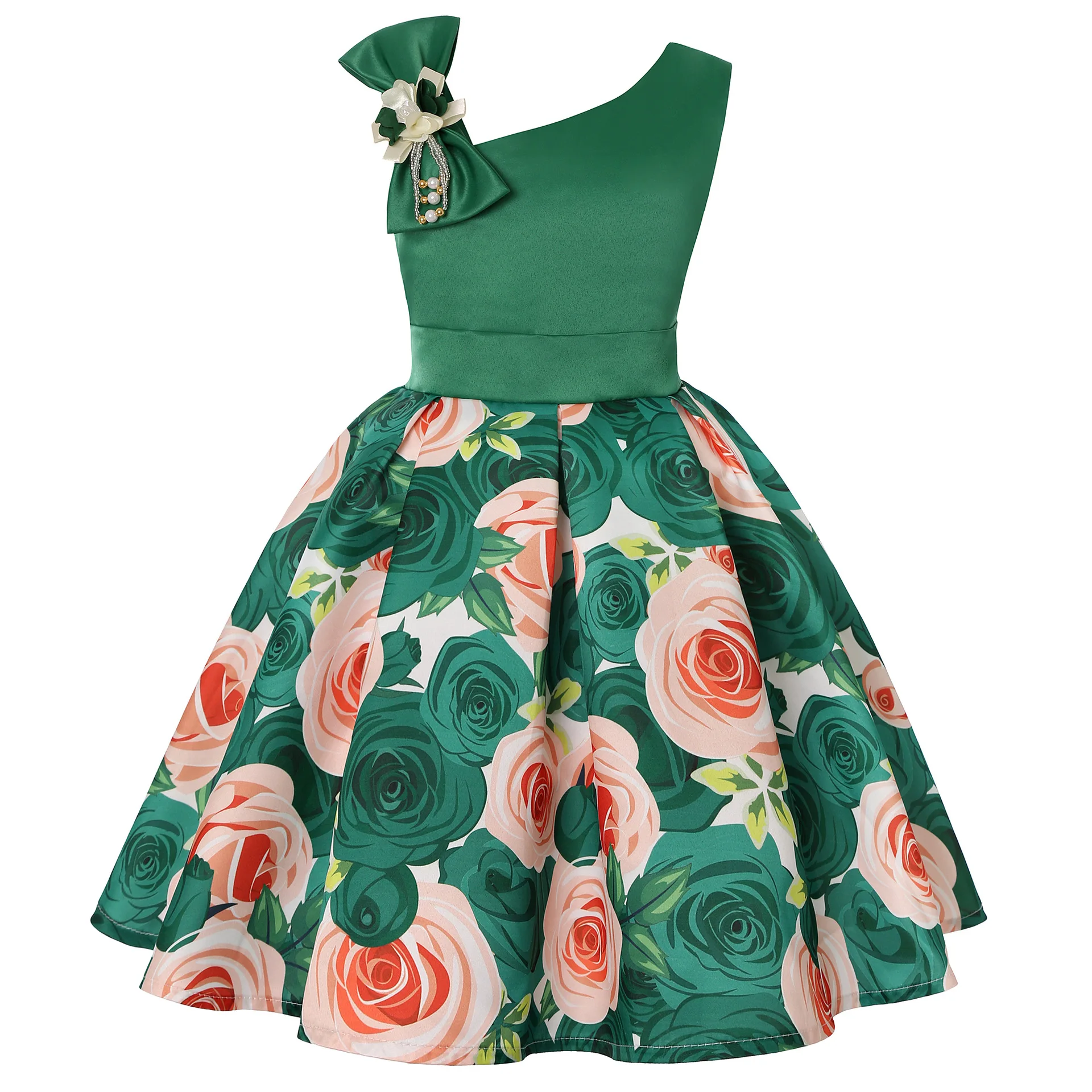 

Wholesale Kid Girls Party Dresses Slanted Shoulder Design Formal Baby Dress Flower Girl Dresses Coldker, Colors