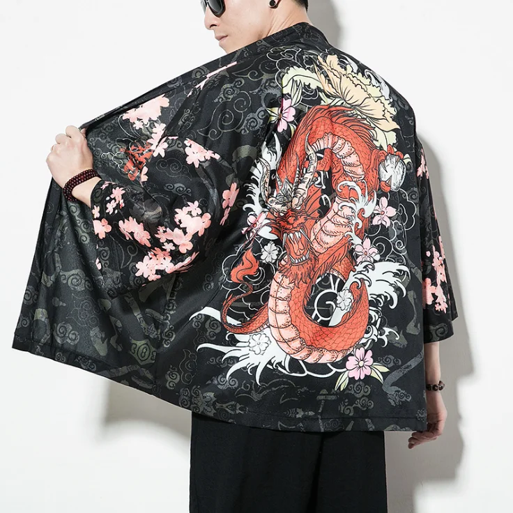 Venta al por mayor kimonos japoneses hombre Compre online Japonés Kimono Hombres Chaqueta De Punto For Hombre De La