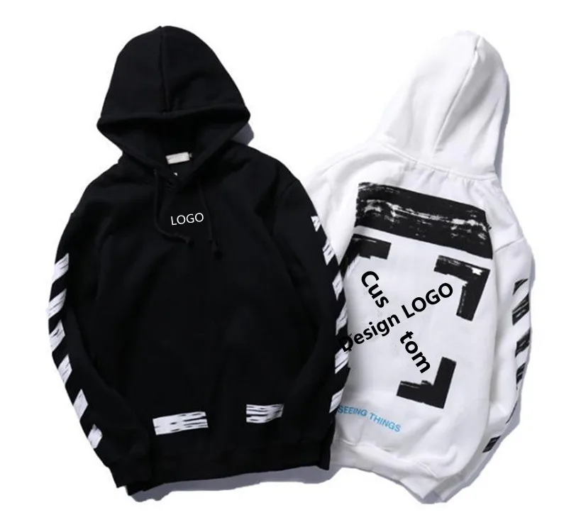 

2021 Newest Street unisex couple jacket off printing arrow stripe loose hoodie whites plus velvet sweater hoodie