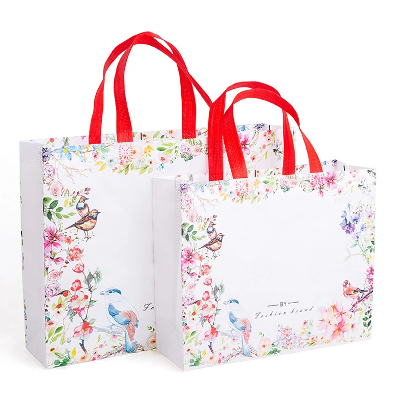 

1PC Flower Print Foldable Reusable Eco Shopper Bag Large Women Storage Tote Pouch Non-Woven Grocery Shopping Bags