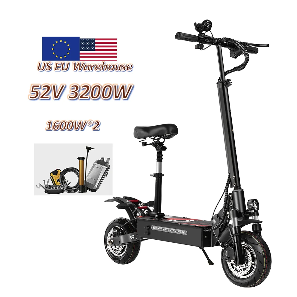 

10 inch e scooter 52v 3200w dual motor electric scooter off road patinete electrico de scooter electrique trotinette electrique