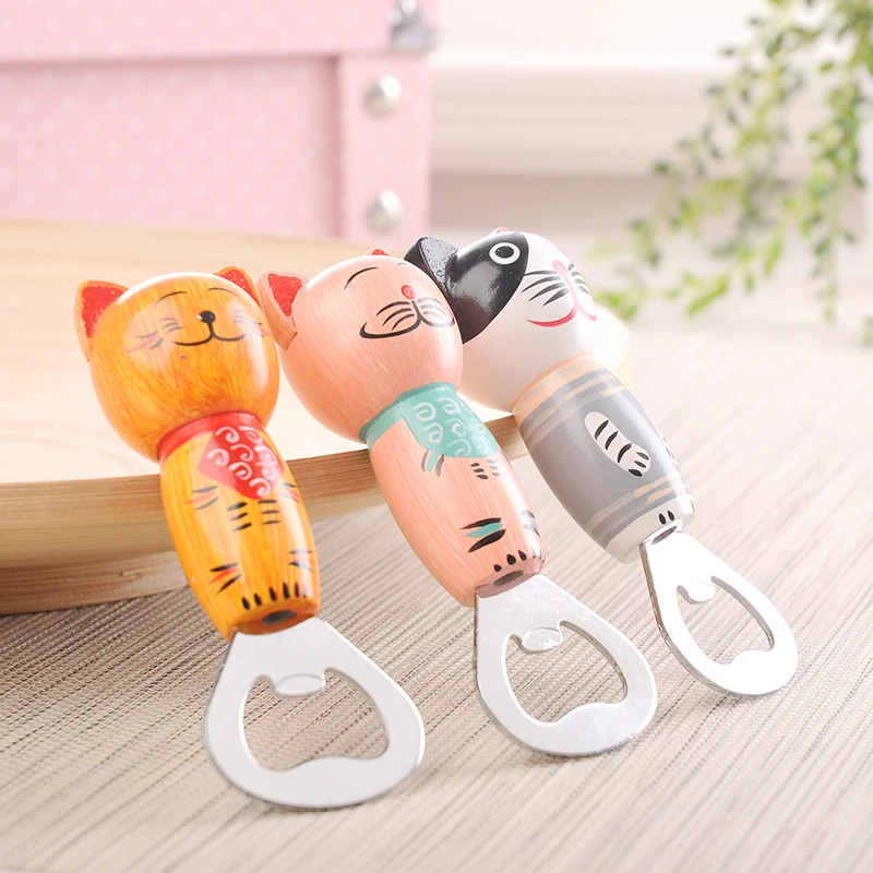 

Cartoon Cat Four-Color Corkscrew Wine Multi-Function Bottle Shape Refrigerator Sticker Opener Fridge Magnet Tin