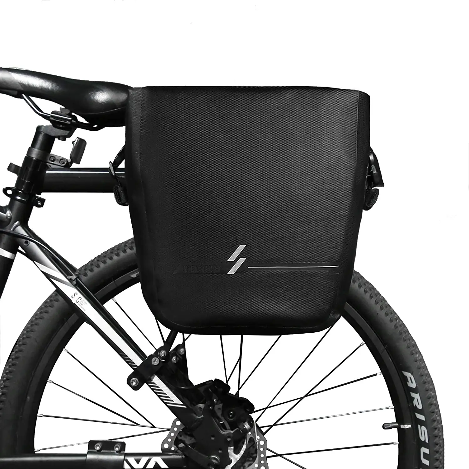 

Heavy Rainproof Durable Cycling Bike Front Roller Pannier Bag Front Rack Travel Bicycle Saddle Rear Bag for Touring Commuting, Black