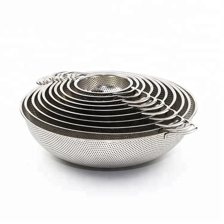 

MD 22.5cm Rice Washing Colander Stainless Steel Strainer Bowl Big Berry Washing Colander Bowls, Silver