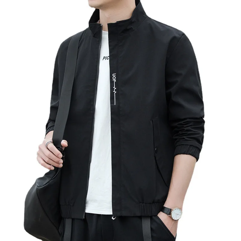 

2021 New Arrival Winter Casual Plus Size 4XL Loose Solid Color Stand Collar Thin Bomber Jacket Puffer Coat Outerwear For Men