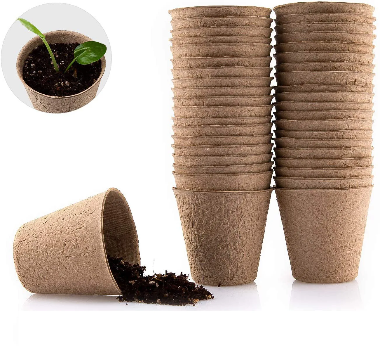 

3'' round biodegradable plant pot starter trays herbs vegetable cup eco-friendly organic germination sturdy seedling peat pots, Brown peat pots