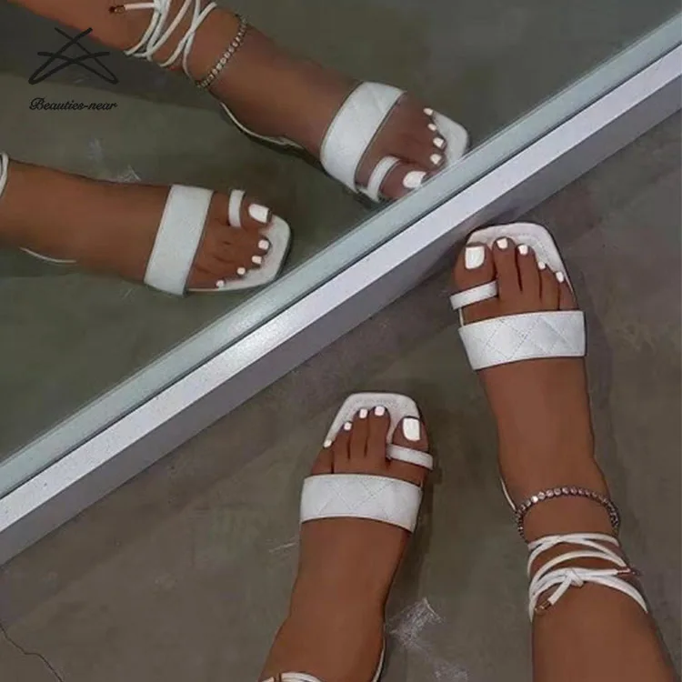 

Fashion new arrival 2021 women's sandals women lace up flat women shoes beach ladies sandal