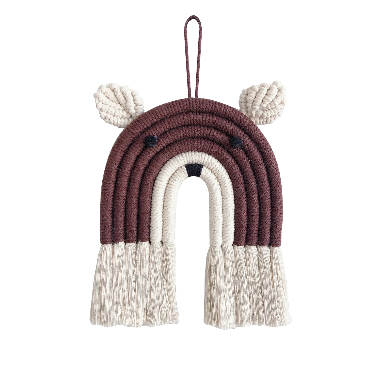 

Personalized Handmade Boho Woven Bear Wall Hanging for Baby Room Decor