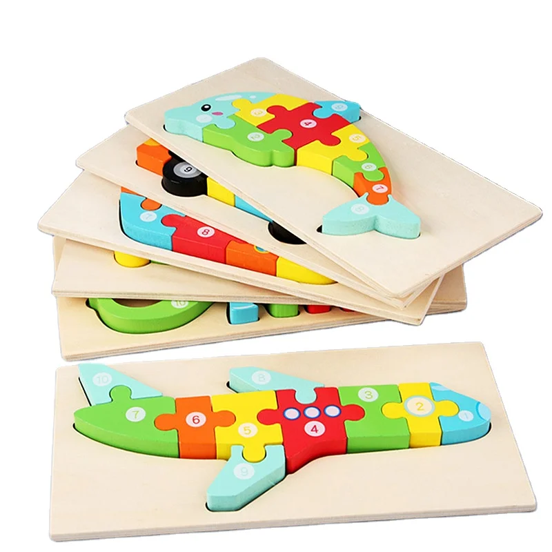

Wholesale Children 3D Fun DIY Educational Toys Early Childhood Education Wooden Animals Number Recognition Puzzle Wooden Toy