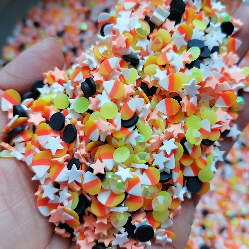 1000g DIY Craft Slime Sprinkles Orange Ice Cream Cone Star Rhinestone Mix Polymer Clay  Sprinkles Slices