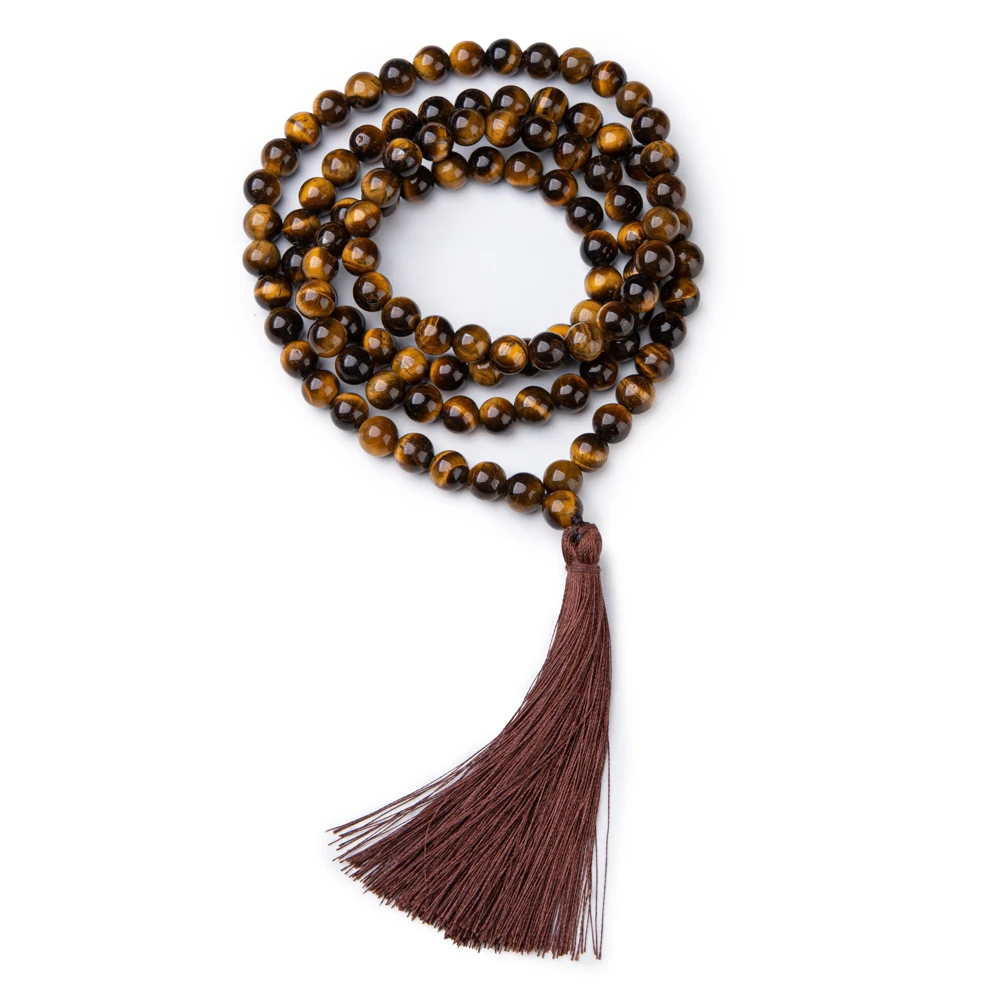 

108 Bead Malas - Mala Necklace & Bracelet with Tassel - 8mm Stone Beads - Strand 108 Beads Necklace for Yoga, As picture