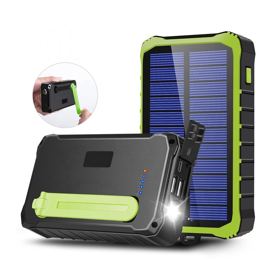 

Camping Hiking Multifunction Electricity Generation Hand Crank Solar Power Bank Portable Universal Mobile Charger Power Bank
