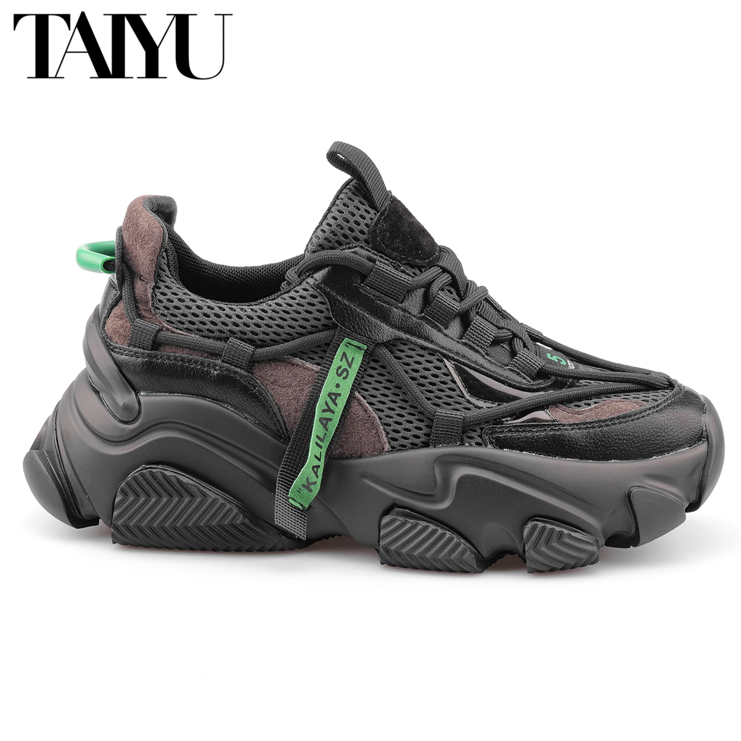 

Fashionable Footwear Female Sport Shoes Running Height Increasing Zapatos Deportivos Women Casual Shoes Ladies Sneakers, Black+green/black+gray